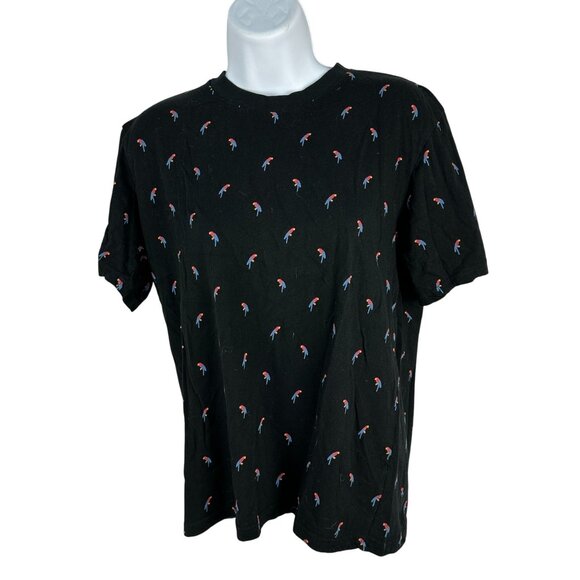 Eighth Avenue Black Parrot Print T-Shirt Small 100% Cotton Made In India - Picture 1 of 6